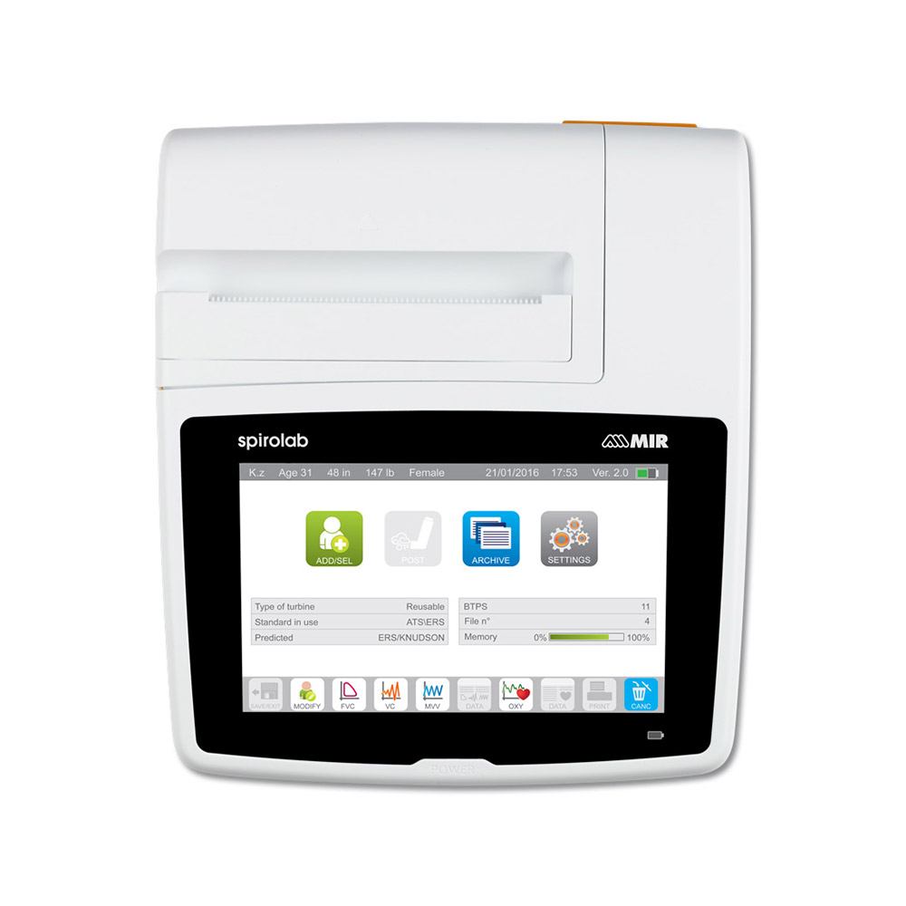 Analysesoftware ist intuitiv bedienbar durch Menüleiste im Display New Spirolab Desktop Spirometer