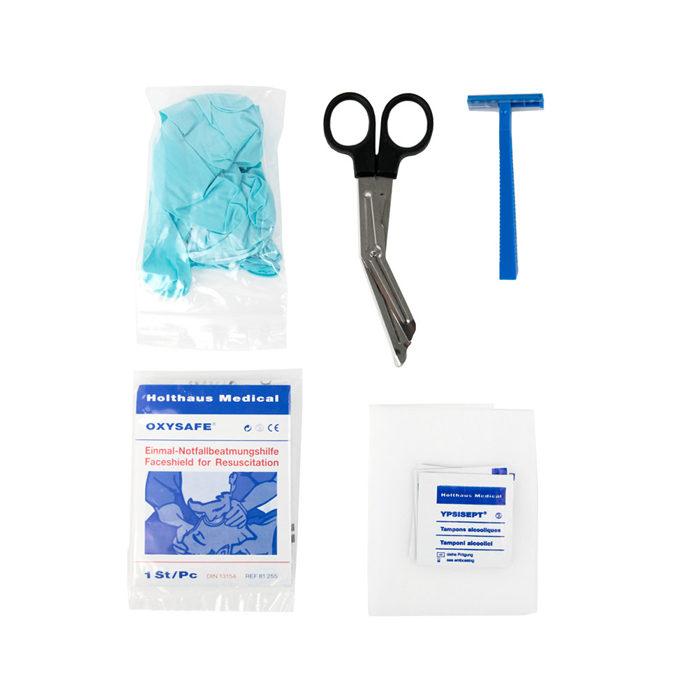Mit Notfall-Kit zur Vorbereitung des Patienten auf die Defibrillation Schiller FRED PA-1
