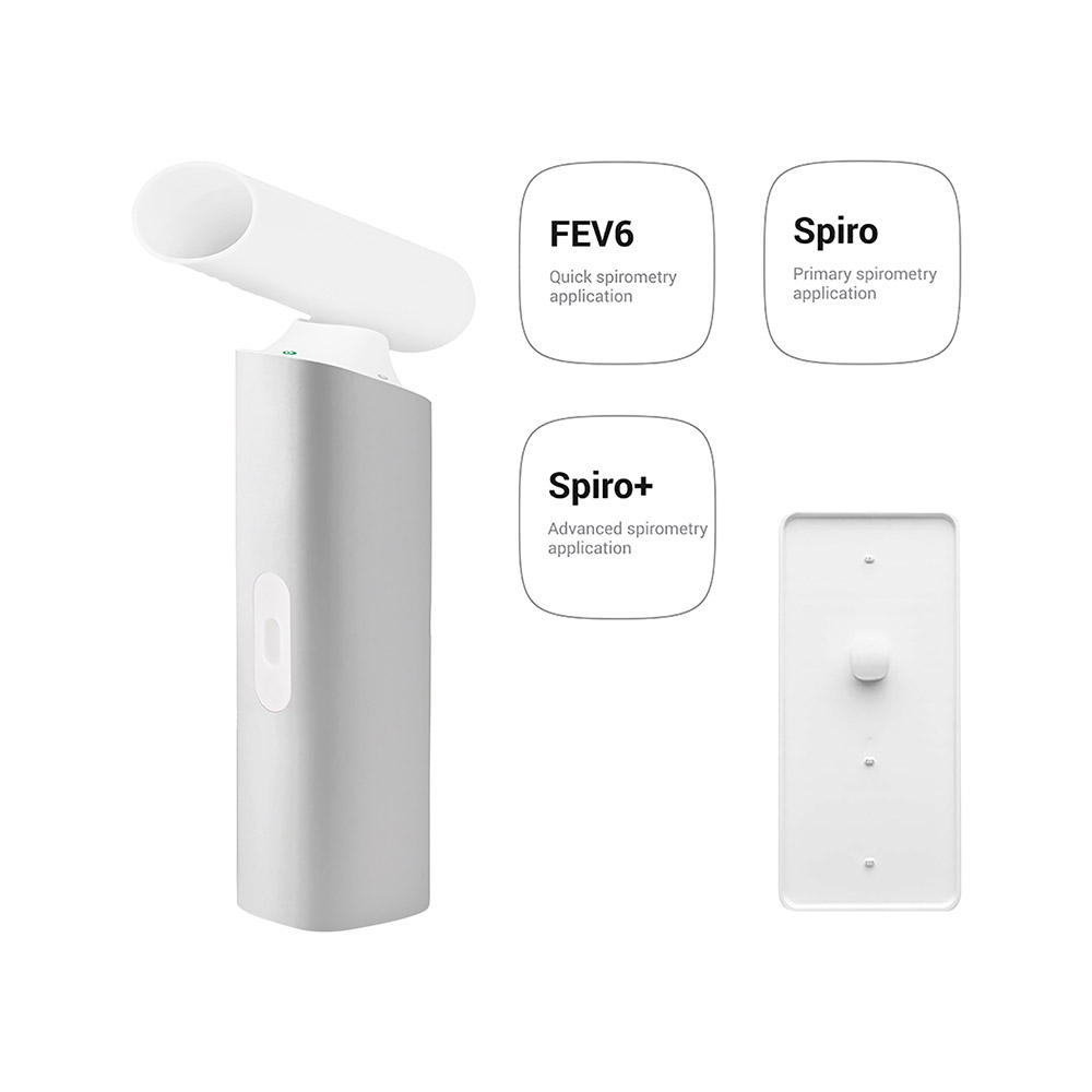 Die Standard-Spirometrie ist Bestandteil des Lieferumfangs. Weitere Spirometrie-Apps sind separat erhältlich.  MESI mTablet SPIRO